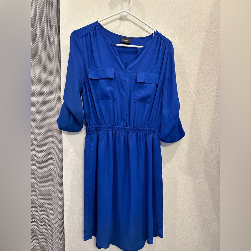 Cobalt blue shirt dress